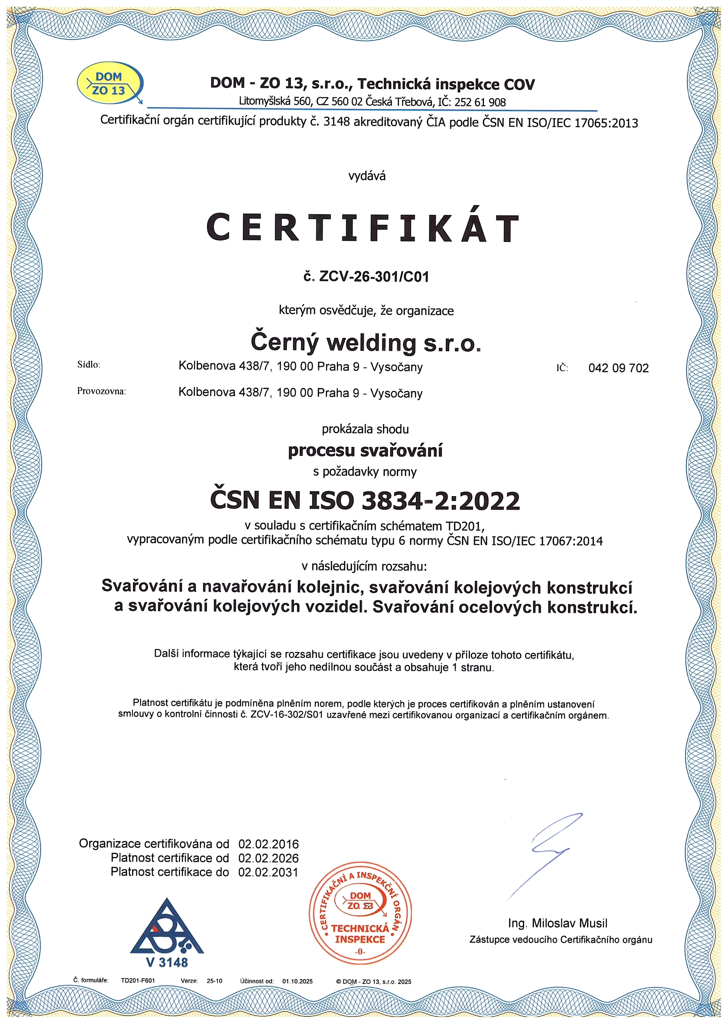ČSN EN ISO 3834-2 2022 CZ1